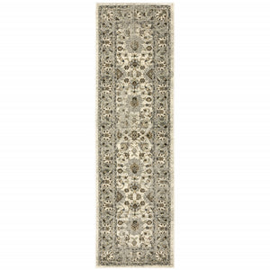 Homeroots 2' X 8' Beige Grey Brown And Charcoal Oriental Power Loom Stain Resistant Runner Rug  Polypropylene 508851