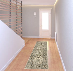 Homeroots 2' X 8' Beige Grey Brown And Charcoal Oriental Power Loom Stain Resistant Runner Rug  Polypropylene 508851