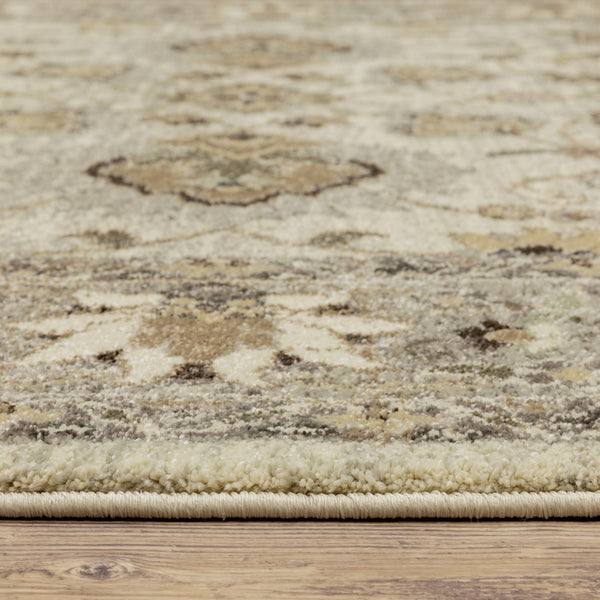 Homeroots 2' X 8' Beige Grey Brown And Charcoal Oriental Power Loom Stain Resistant Runner Rug  Polypropylene 508851