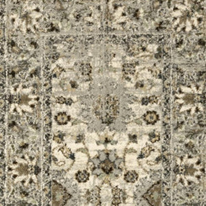 HomeRoots 2' Elegant Beige and Charcoal Oriental Runner Rug - Stain-Resistant for Busy Homes and Spaces 2'3" x 7'6" 508851