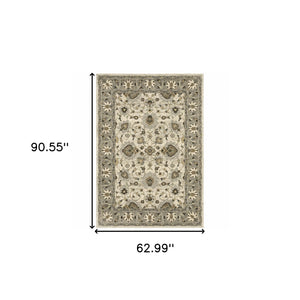 Homeroots 5' X 8' Beige Grey Brown And Charcoal Oriental Power Loom Stain Resistant Area Rug  Polypropylene 508852