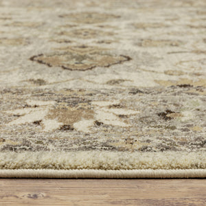 Homeroots 5' X 8' Beige Grey Brown And Charcoal Oriental Power Loom Stain Resistant Area Rug  Polypropylene 508852