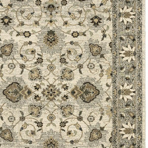 Homeroots 6' X 9' Beige Grey Brown And Charcoal Oriental Power Loom Stain Resistant Area Rug  Polypropylene 508853