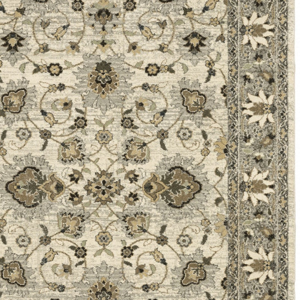 Homeroots 6' X 9' Beige Grey Brown And Charcoal Oriental Power Loom Stain Resistant Area Rug  Polypropylene 508853