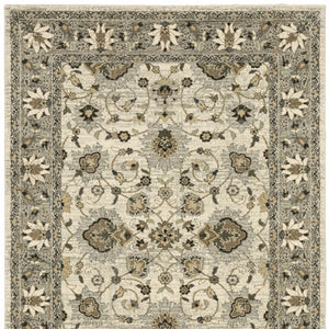 Homeroots 6' X 9' Beige Grey Brown And Charcoal Oriental Power Loom Stain Resistant Area Rug  Polypropylene 508853