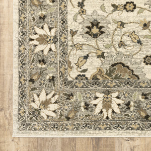 Homeroots 6' X 9' Beige Grey Brown And Charcoal Oriental Power Loom Stain Resistant Area Rug  Polypropylene 508853