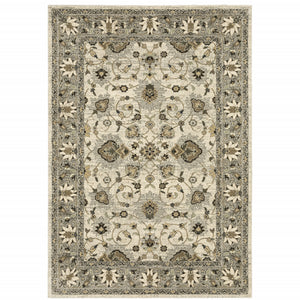 Homeroots 8' X 11' Beige Grey Brown And Charcoal Oriental Power Loom Stain Resistant Area Rug  Polypropylene 508854