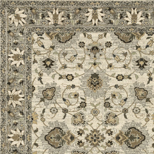Homeroots 8' X 11' Beige Grey Brown And Charcoal Oriental Power Loom Stain Resistant Area Rug  Polypropylene 508854