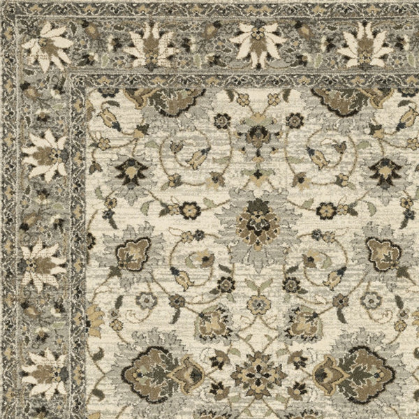 Homeroots 8' X 11' Beige Grey Brown And Charcoal Oriental Power Loom Stain Resistant Area Rug  Polypropylene 508854