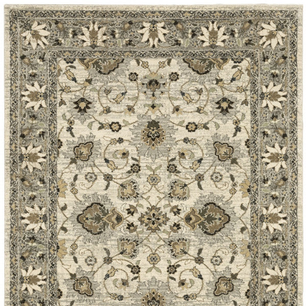 Homeroots 8' X 11' Beige Grey Brown And Charcoal Oriental Power Loom Stain Resistant Area Rug  Polypropylene 508854
