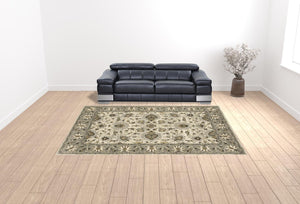 Homeroots 10' X 13' Beige Grey Brown And Charcoal Oriental Power Loom Stain Resistant Area Rug  Polypropylene 508855