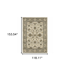 Homeroots 10' X 13' Beige Grey Brown And Charcoal Oriental Power Loom Stain Resistant Area Rug  Polypropylene 508855