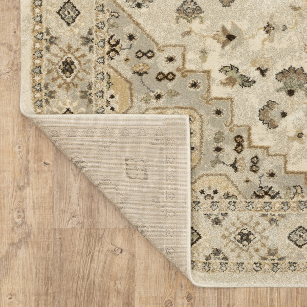 HomeRoots 2' Elegant Beige Grey Tan Brown Oriental Runner Rug - Stain Resistant, Durable & Easy Care Design 2'3" x 7'6" 508856