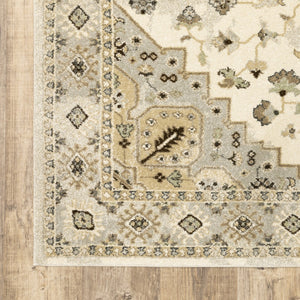 HomeRoots 2' Elegant Beige Grey Tan Brown Oriental Runner Rug - Stain Resistant, Durable & Easy Care Design 8' X 11' 508859