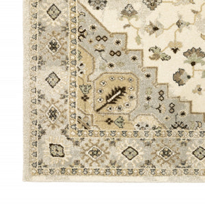 HomeRoots 2' Elegant Beige Grey Tan Brown Oriental Runner Rug - Stain Resistant, Durable & Easy Care Design 8' X 11' 508859