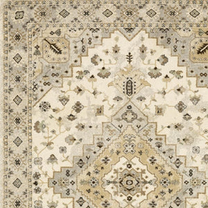 HomeRoots 2' Elegant Beige Grey Tan Brown Oriental Runner Rug - Stain Resistant, Durable & Easy Care Design 10' X 13' 508860