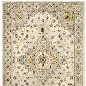 HomeRoots 2' Elegant Beige Grey Tan Brown Oriental Runner Rug - Stain Resistant, Durable & Easy Care Design 10' X 13' 508860