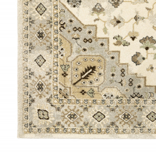 HomeRoots 2' Elegant Beige Grey Tan Brown Oriental Runner Rug - Stain Resistant, Durable & Easy Care Design 10' X 13' 508860