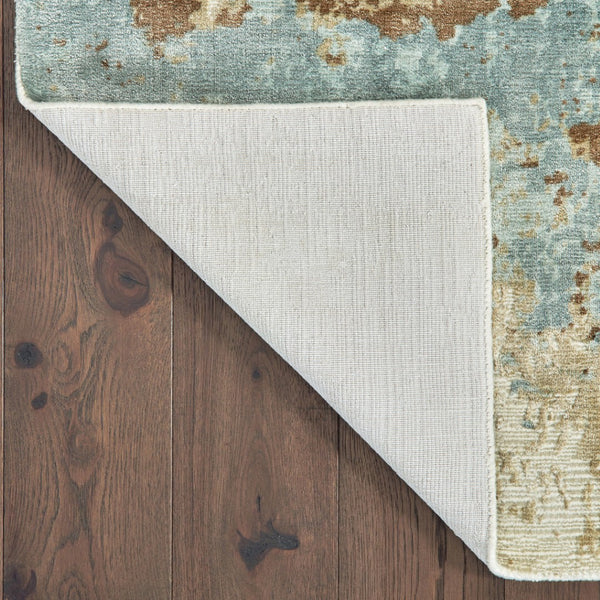 HomeRoots 10' Contemporary Blue and Brown Abstract Hand-Loomed Area Rug – Stain Resistant Luxury for Homes 6' X 9' 508868