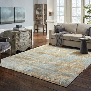 HomeRoots 10' Contemporary Blue and Brown Abstract Hand-Loomed Area Rug – Stain Resistant Luxury for Homes 8' X 10' 508869