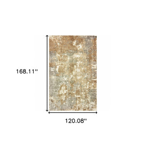 HomeRoots 10' Grey and Brown Abstract Hand Loomed Area Rug - Soft, Stain Resistant, Artisan Crafted for Homes 10' X 14' 508871