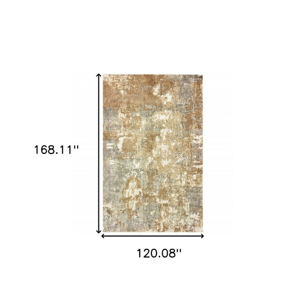 HomeRoots 10' Grey and Brown Abstract Hand Loomed Area Rug - Soft, Stain Resistant, Artisan Crafted for Homes 10' X 14' 508871