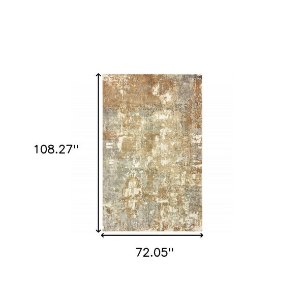 HomeRoots 10' Grey and Brown Abstract Hand Loomed Area Rug - Soft, Stain Resistant, Artisan Crafted for Homes 6' X 9' 508873