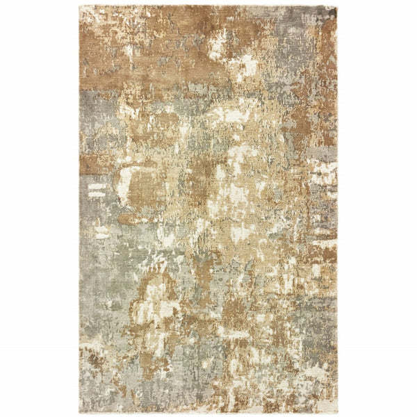 HomeRoots 10' Grey and Brown Abstract Hand Loomed Area Rug - Soft, Stain Resistant, Artisan Crafted for Homes 9' X 12' 508875