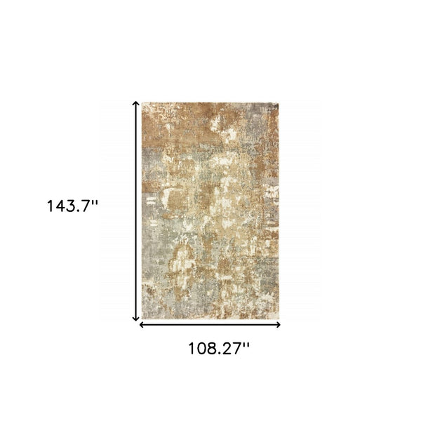HomeRoots 10' Grey and Brown Abstract Hand Loomed Area Rug - Soft, Stain Resistant, Artisan Crafted for Homes 9' X 12' 508875