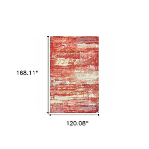HomeRoots 10' Abstract Hand Loomed Area Rug in Pink and Red – Stain Resistant, Stylish, and Durable Design 10' X 14' 508876