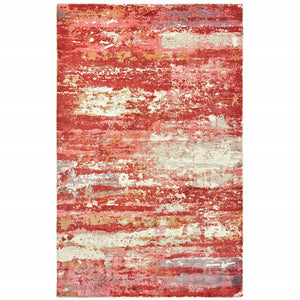 HomeRoots 10' Abstract Hand Loomed Area Rug in Pink and Red – Stain Resistant, Stylish, and Durable Design 9' X 12' 508880