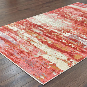 HomeRoots 10' Abstract Hand Loomed Area Rug in Pink and Red – Stain Resistant, Stylish, and Durable Design 9' X 12' 508880