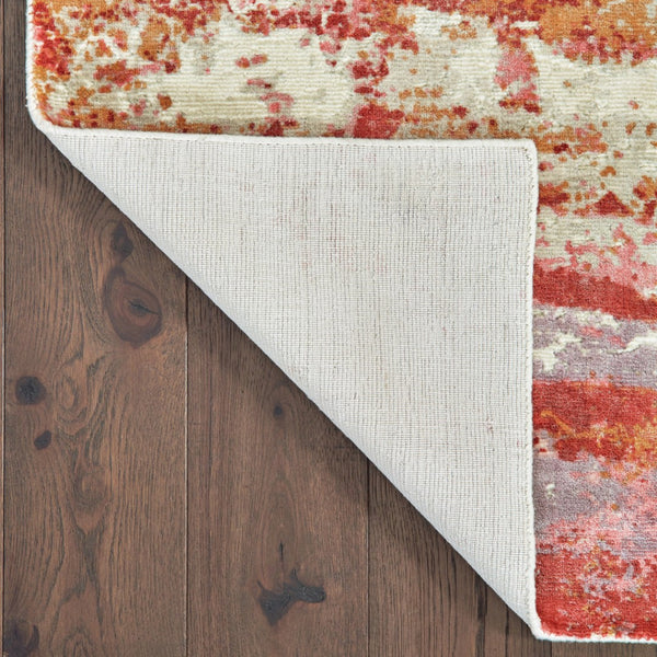 HomeRoots 10' Abstract Hand Loomed Area Rug in Pink and Red – Stain Resistant, Stylish, and Durable Design 9' X 12' 508880