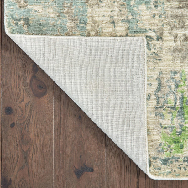 HomeRoots 10' Hand Loomed Blue and Green Abstract Area Rug - Stylish, Stain-Resistant Design for Modern Spaces 2'6" x 10' 508882