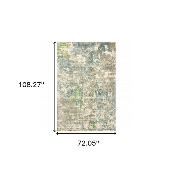HomeRoots 10' Hand Loomed Blue and Green Abstract Area Rug - Stylish, Stain-Resistant Design for Modern Spaces 6' X 9' 508883