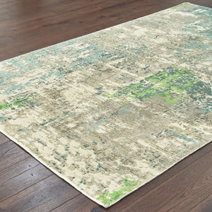 HomeRoots 10' Hand Loomed Blue and Green Abstract Area Rug - Stylish, Stain-Resistant Design for Modern Spaces 9' X 12' 508885