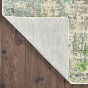 HomeRoots 10' Hand Loomed Blue and Green Abstract Area Rug - Stylish, Stain-Resistant Design for Modern Spaces 9' X 12' 508885