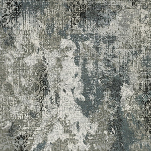 HomeRoots 2' Abstract Power Loom Runner Rug in Ivory, Grey, Charcoal, Blue & Navy - Stain Resistant & Stylish 10' X 13' 508891