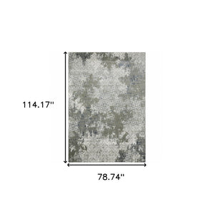 HomeRoots 2' Abstract Power Loom Runner Rug in Ivory, Grey, Blue & Taupe - Stain Resistant & Durable Design 7' X 10' 508895
