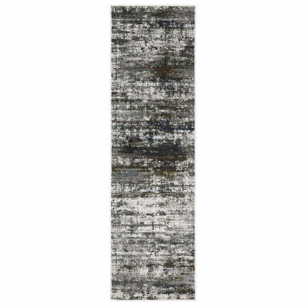 HomeRoots 2' Abstract Multi-Color Power Loom Runner Rug - Stain Resistant, Stylish, Durable for High-Traffic Areas 2'3" x 7'6" 508898