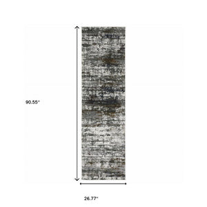 HomeRoots 2' Abstract Multi-Color Power Loom Runner Rug - Stain Resistant, Stylish, Durable for High-Traffic Areas 2'3" x 7'6" 508898
