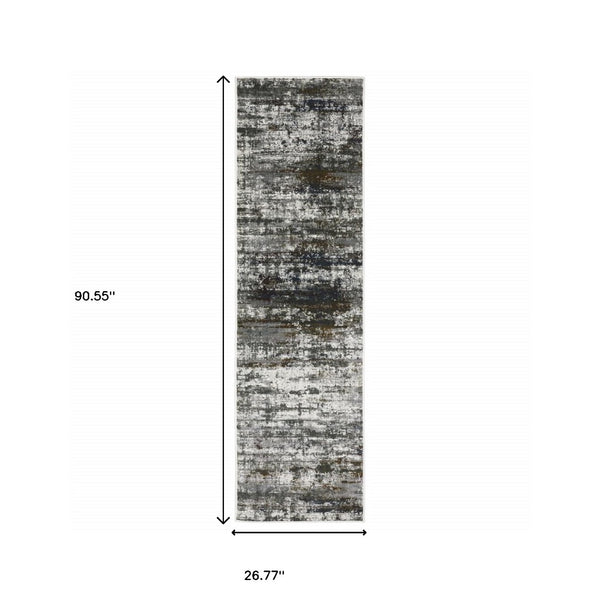 HomeRoots 2' Abstract Multi-Color Power Loom Runner Rug - Stain Resistant, Stylish, Durable for High-Traffic Areas 2'3" x 7'6" 508898