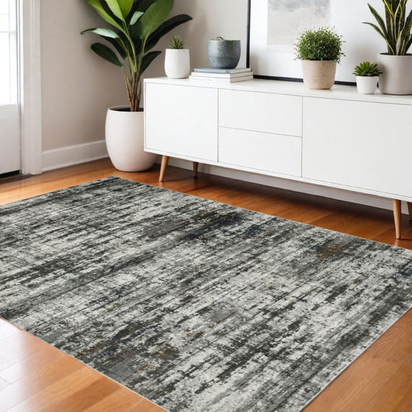 HomeRoots 2' Abstract Multi-Color Power Loom Runner Rug - Stain Resistant, Stylish, Durable for High-Traffic Areas 4' X 6' 508899