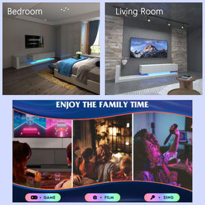English Elm [new New Update Led Tv Stand with Power Outlet Fits 75 Inch Screens Modern Console White W1701P413007