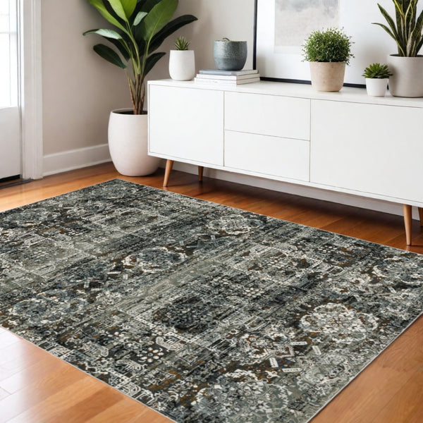 HomeRoots 2' Elegant Oriental Power Loom Runner Rug - Stain-Resistant, Warm Ivory & Multi-Tone Design for Hallways 4' X 6' 508905