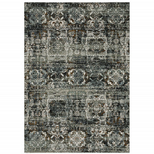 Homeroots 10' X 13' Ivory Charcoal Grey Blue Rust Gold And Brown Oriental Power Loom Stain Resistant Area Rug  Polyester 508909