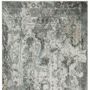 HomeRoots 2' Elegant Ivory, Grey, Charcoal, Blue & Rust Oriental Power Loom Runner Rug for High-Traffic Areas 10' X 13' 508915
