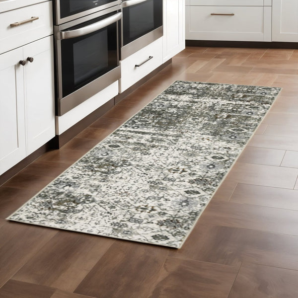 HomeRoots 2' Elegant Oriental Power Loom Runner Rug - Stain Resistant & Stylish for Hallways and Entryways 2'3" x 7'6" 508916