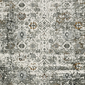 Homeroots 8' X 11' Ivory Grey Charcoal Rust Gold And Brown Oriental Power Loom Stain Resistant Area Rug  Polyester 508920