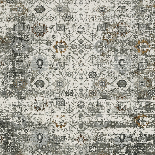 Homeroots 8' X 11' Ivory Grey Charcoal Rust Gold And Brown Oriental Power Loom Stain Resistant Area Rug  Polyester 508920